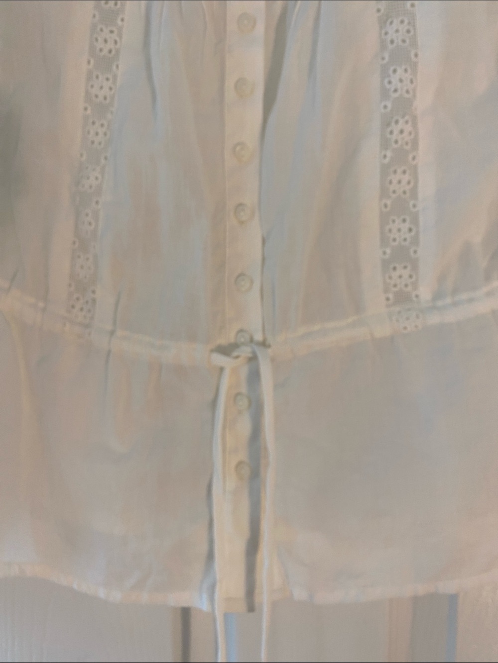 Free People White Lace-Trim Button Front Blouse - Picture 4 of 6